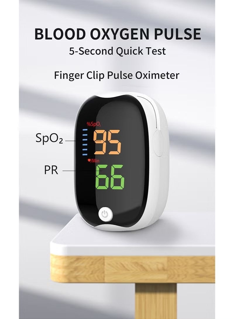 Pulse Oximeter مقياس التأكسج النبضي المحمول على الإصبع للكشف الطبي عن تشبع الأكسجين في الدم، ومراقبة نبض القلب ومعدل ضرباته في المنزل مع شاشة عرض LED عالية الوضوح بأربعة ألوان مضيئة - Image 5